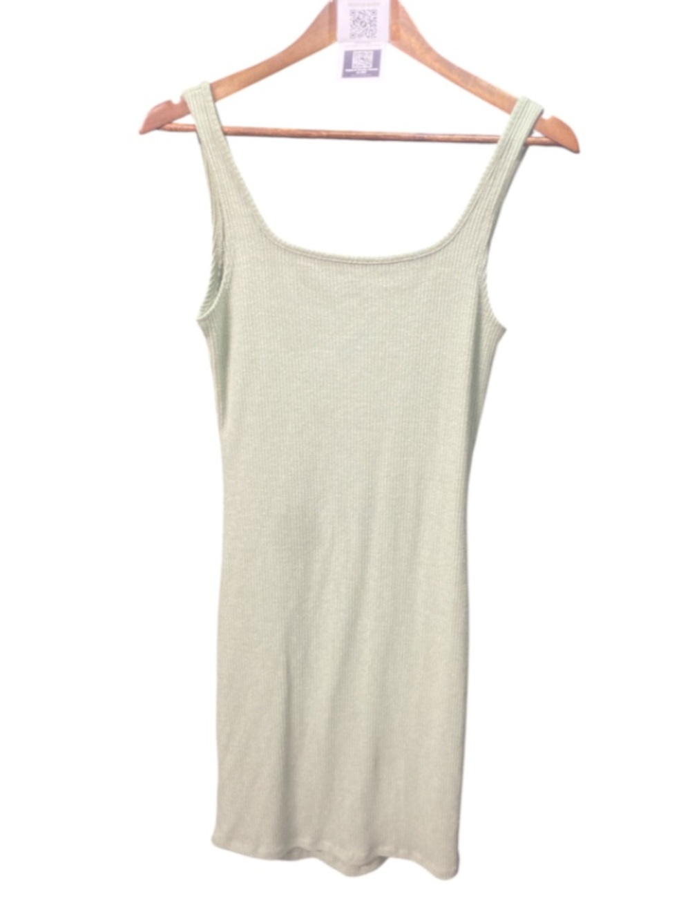 Popular Classic Ribbed Tank Dress - Light Sage size Large